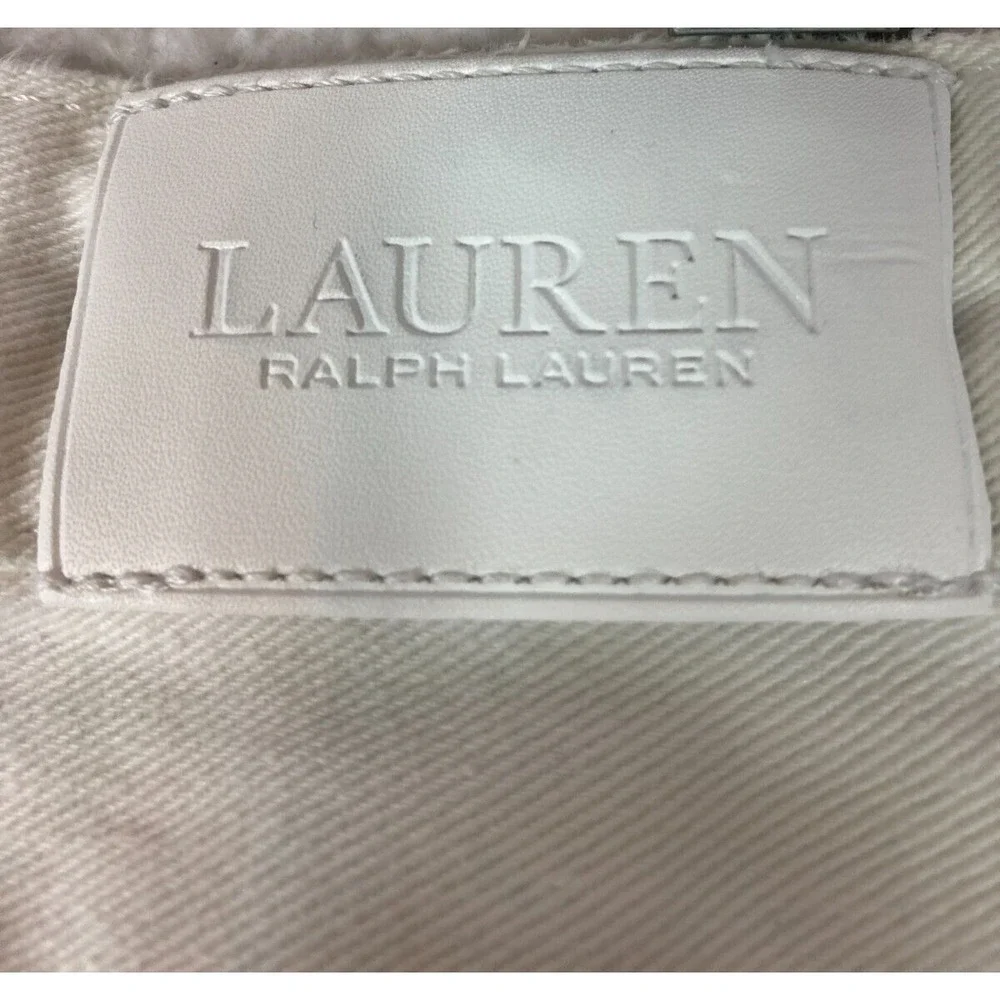 Lauren Ralph Lauren Pants Womens 12P White Cropped Distressed Embroidered Eyelet